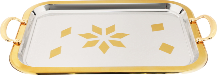طقم طوفريات حلا استيل بحواف ذهبي السيف بلص، 3 قطع، مستطيل - فضي product image 3