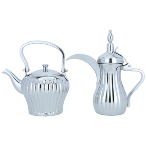 طقم ابريق مع دلة طويق استيل السيف غاليري، 1.6 / 0.95 لتر، قطعتين - فضي product image