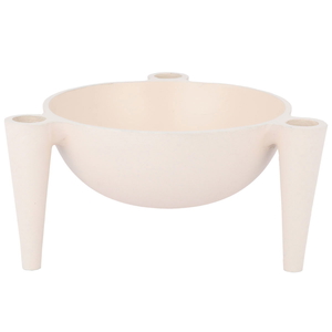 Al Saif Gallery Plated Iron Serving Bowl, 20x20x10 cm, Round, with Candle Legs - Light Beige product image