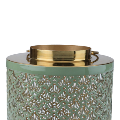 Al Ain Andalusia Indian steel lantern, 18 x 18 x 19 cm, hand hold, cylindrical - green product image 3