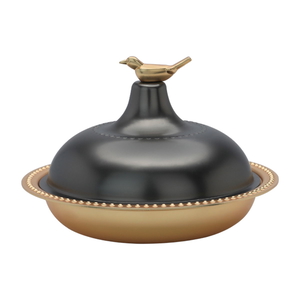 Round Tamriya  with bird cover, steel Al Saif Gallery, 13x13x7 cm - gold product image