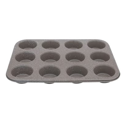 Bake Chef Granite Cupcake Mold, 8 x 2 Inch, 12 Eyes - Light Brown product image 1