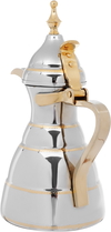 Alsaif Plus Steel Diriyah Dallah, Gold Handle , 40 oz, 1.2 liters - Silver product image 3