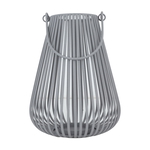 Al Saif Gallery painted iron candle holder, 21x12x30 cm, bird cage shape, with handle - light gray product image 2