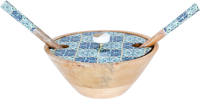 طقم زبدية خشب السيف غاليري، 3 قطع، 10×4 سم - خشبي ازرق product image 1