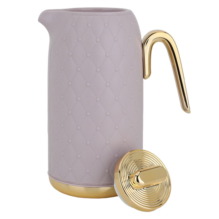 Timeless plastic rattan thermos, 1 liter, gold-purple handle product image 3