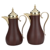 Al Saif Gallery Carmen thermos set, 1/0.7 liter, silicone inner shell, plastic outer shell, 2 pieces - golden brown product image 1