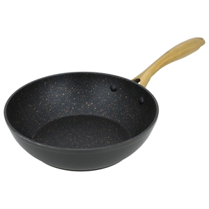 Rocky granite deep frying pan, 24 cm, with gold-black handle product image