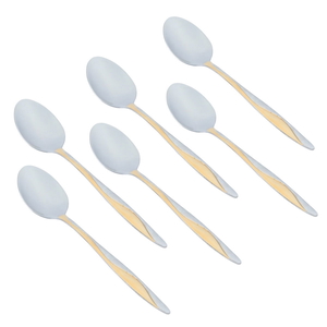 Al Saif Gallery Steel Tea Spoons, 6 Pieces - Engraved Silver product image