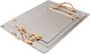 Al Saif Gallery steel topper set, 50 x 38 x 1.7 / 44 x 33 x 1.6 / 37 x 27 x 1.5 cm, gold handle, 3 pieces - silver product image 1