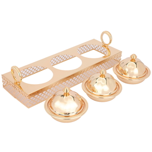 Al Saif Gallery Steel Date Set, 46X16X6 Cm, Three Pieces - Gold product image