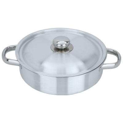 Robust aluminum oven tray, 26 cm, round, with lid, two handles - silver product image 2