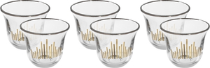 Al Saif Gallery Harmony Glass Coffee Cup Set, 6 Pieces, 90 Ml, Golden Pattern - Clear product image