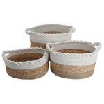 Al Saif Gallery Cotton Baskets Set, 25-30-28 cm, 3 Pieces, Round - Beige product image 1