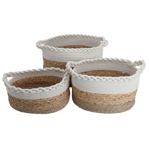 Al Saif Gallery Cotton Baskets Set, 25-30-28 cm, 3 Pieces, Round - Beige product image