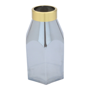 Rwad Alailah Decorative Glass Vase, 8.5 x 8.5 x 2.5 cm, hexagonal - golden white product image