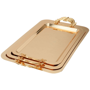 Al Saif Gallery steel topper set, 3 pieces, rectangular - gold product image