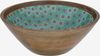 Al Saif Gallery wooden serving bowl, 4.5 x 12 cm, with lid, light green pattern, with spoons, 4 pieces - brown product image 2