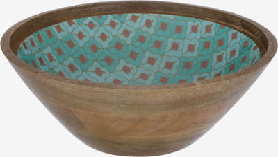 Al Saif Gallery wooden serving bowl, 4.5 x 12 cm, with lid, light green pattern, with spoons, 4 pieces - brown product image 2