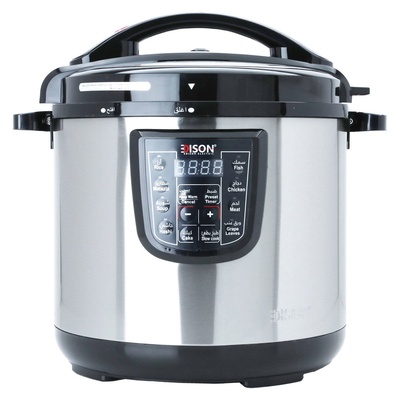 Edison Pro Electric Pressure Cooker Steel, 12 Liter, 1600 Watt, Granite Pot, 10 Programs - Silver Black product image 1