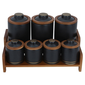 Al Saif Gallery porcelain box set, 8 pieces, wooden stand - black product image