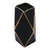 Rwad Alailah Porcelain Decorative Vase, 14 x 20 cm, cylindrical with angles - black gold product image 1