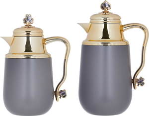 Al Saif Gallery Fatima plastic thermos set, 1/0.7 liter, gold, 2 pieces - Cappuccino product image