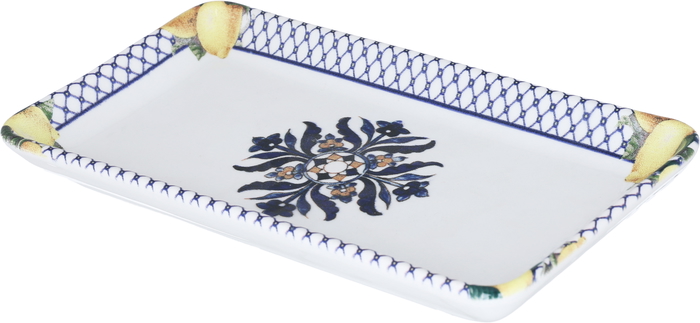 Al Saif Gallery porcelain serving plate, rectangular, blue-white pattern product image 3