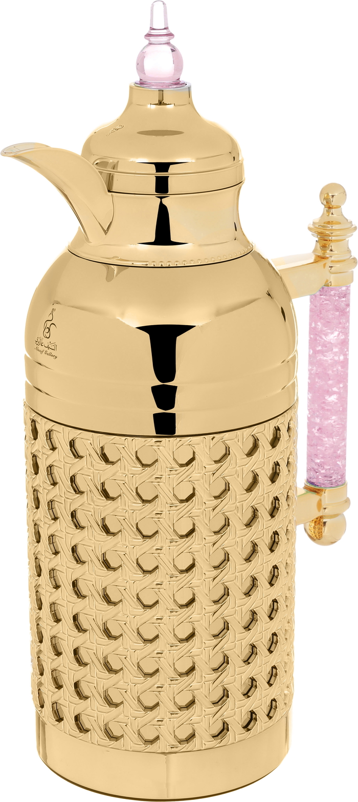 Sarah Estelle Al Saif Gallery thermos set, 1+1 liter, pink crystal handle, 2 pieces - gold product image 6