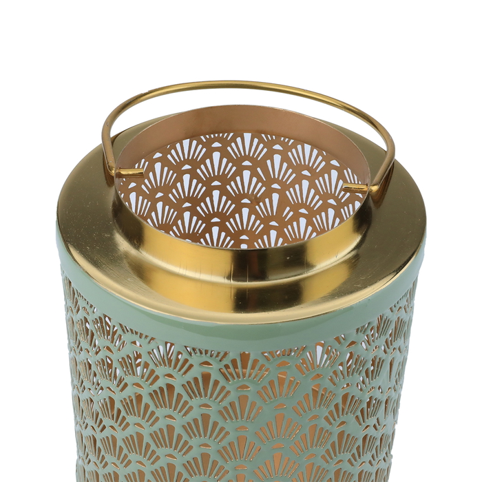 Al Ain Andalusia Indian steel lantern, 15 x 15 x 18 cm, hand hold, cylindrical - green product image 3