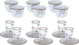 Al Saif Gallery porcelain cups, cups and saucers set, 18 pieces - transparent product image