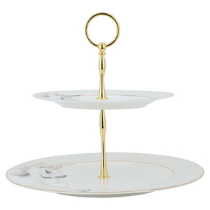 Al Saif Gallery porcelain cake stand, two round, round - white product image