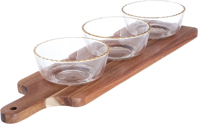 Al Saif Gallery glass bowl set, 4 pieces, with wood base - transparent product image 6