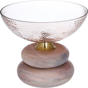 Al Saif Gallery wood serving stand, circular - beige product image