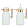 Al Saif Gallery Plastic Shahd Thermos Set, 1+1 Liter, Golden Mouth with Pink Marble Hand, 2 Pieces - Pearl product image 1