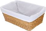 Al Saif Gallery wicker basket, 36x25x14.3 cm, rectangular, with white-brown fabric product image 2