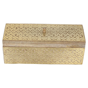 Al Saif Gallery Wooden Box, 26X10X10 Cm - Gold product image