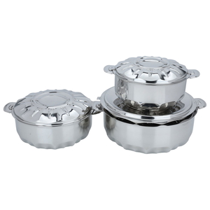 (Maya) Steel Al Saif Gallery Food Container Set, 3.5, 5, 8.5 Liters - Silver product image