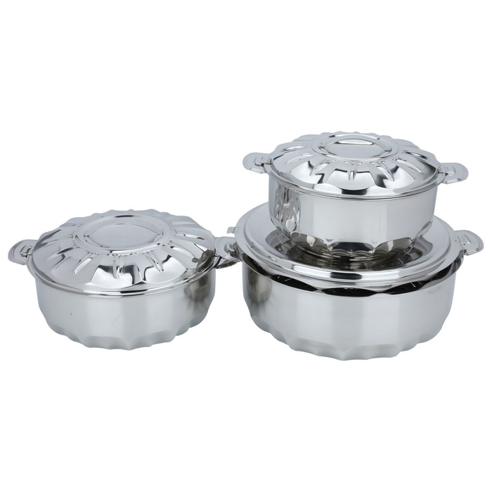 (Maya) Steel Al Saif Gallery Food Container Set, 3.5, 5, 8.5 Liters - Silver product image 1