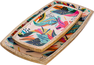 Al Saif Gallery Wooden Serving Set, 33 x 19 x 1.7 / 25 x 13 x 1.7 cm, 6 Pieces - Multicolor product image