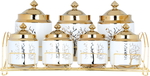 Al Saif Gallery porcelain spice box set, wooded, with golden stand, 8 pieces - white product image 1