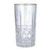 Al Saif Gallery glass water cups set, 350 ml, with golden font, 6 pieces - transparent product image 2