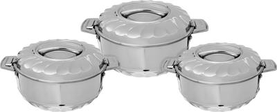 Al Saif Gallery steel food container set, size 1000, 1500, 2500 ml, 3 pieces - silver product image 1