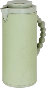 Royal7 Plastic Alsaif Gallery Thermos, 1 liter, leather embossed with love and peace - green product image 2