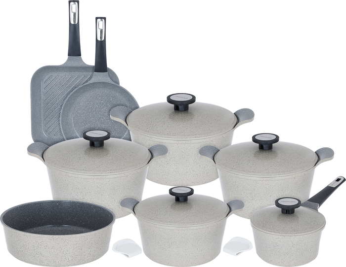 Neoflam coated aluminum cookware set, Korean, 11 pieces - beige product image 1