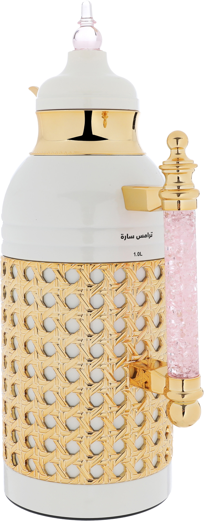 Sara plastic thermos set from Al Saif Gallery, 1 liter, pink-pearl crystal handle product image 2