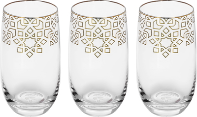 Al Saif Gallery Glass Cups Set, 3 Pieces - Clear And Golden product image 1