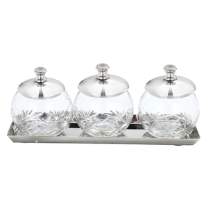 Al Saif Gallery glass sugar set, 24 x 8 x 9 cm, rectangular toferia, 4 pieces - silver product image