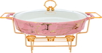 One More Porcelain Heater with Golden Stand, 43 cm, Oval - Pink Marble product image 1