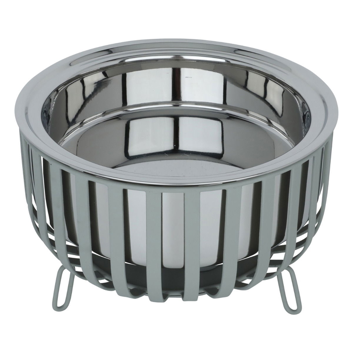 India Steel Al Saif Gallery Food Warmer, 3 Liter, with Double Bowl, Large - Light Grey product image 2